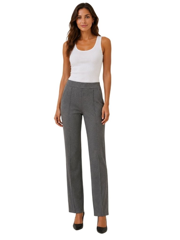Step Into These Lane Bryant Straight Leg Gray Pants Elastic Waistband Pockets